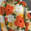 Vintage-Strickpullover mit Rollkragen und Blumenmuster (Größe 2SZZ) 