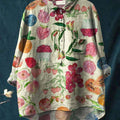 Women's Vintage Fruit Art Print Casual Cotton And Linen Shirt