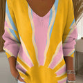 Women's Wave Sun Print Casual Pullover Sweater