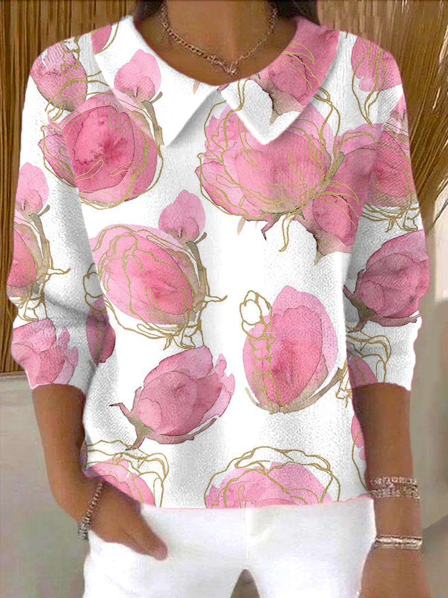 womens-floral-art-print-casual-peter-pan-collar-3-4-sleeve-sweater-ffy0