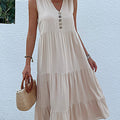 Women's Sleeveless Loose-Fitting Casual Solid Color Dress