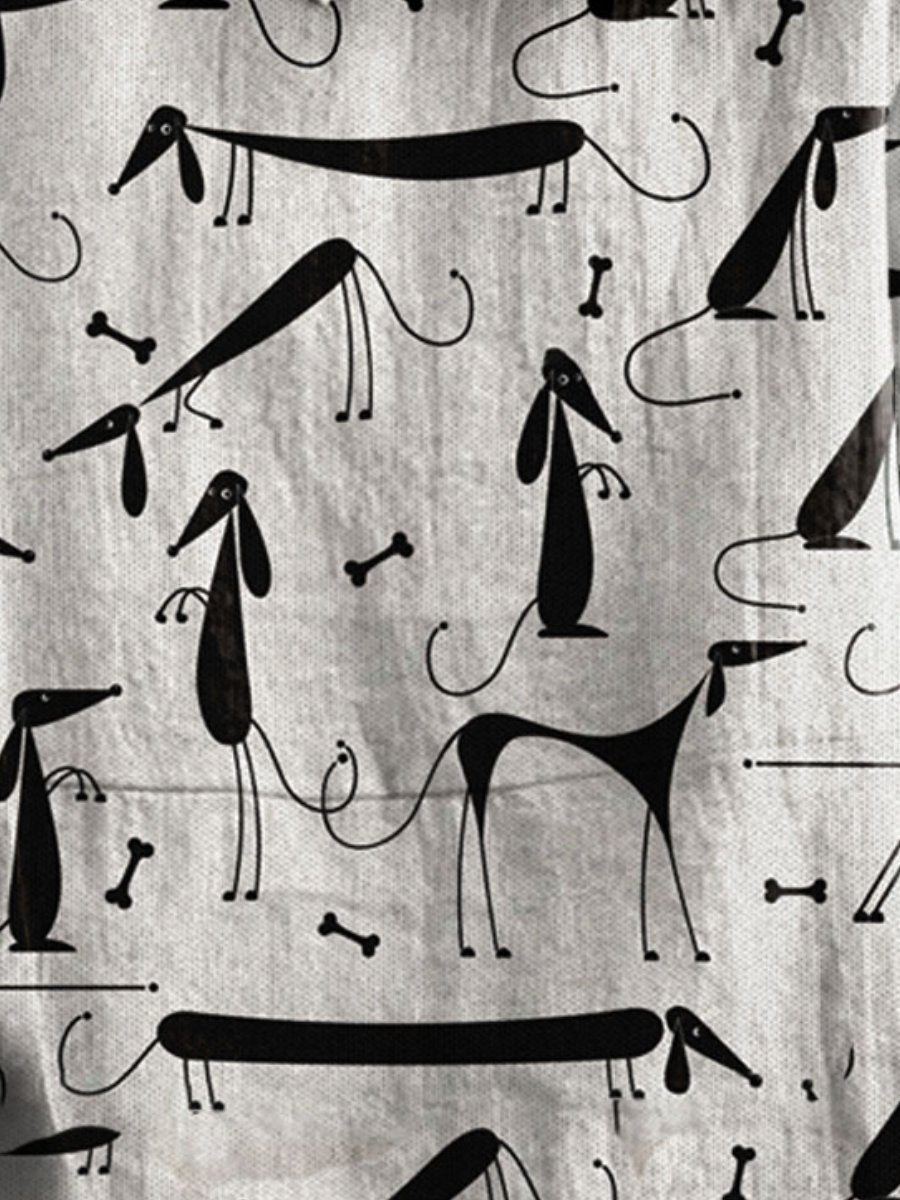 Women's Dachshund Dog Lover Art Print Casual Cotton And Linen Shirt