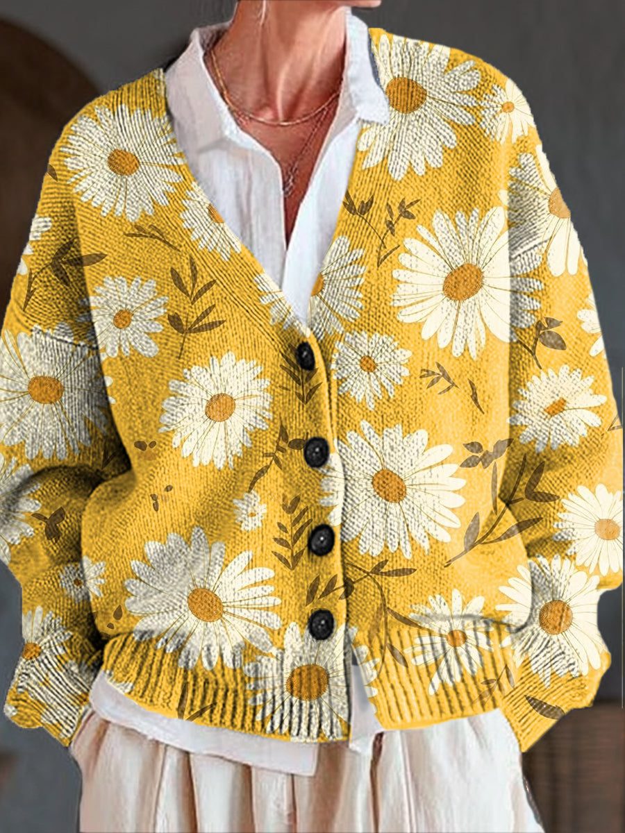 beautiful-flower-painting-art-print-buttoned-v-neck-cardigan-sweater