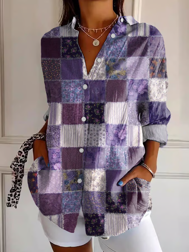 Shirt Collar Regular Sleeve Long Sleeve Floral Buckle Regular Loose Button Up Shirt Shirt For Women