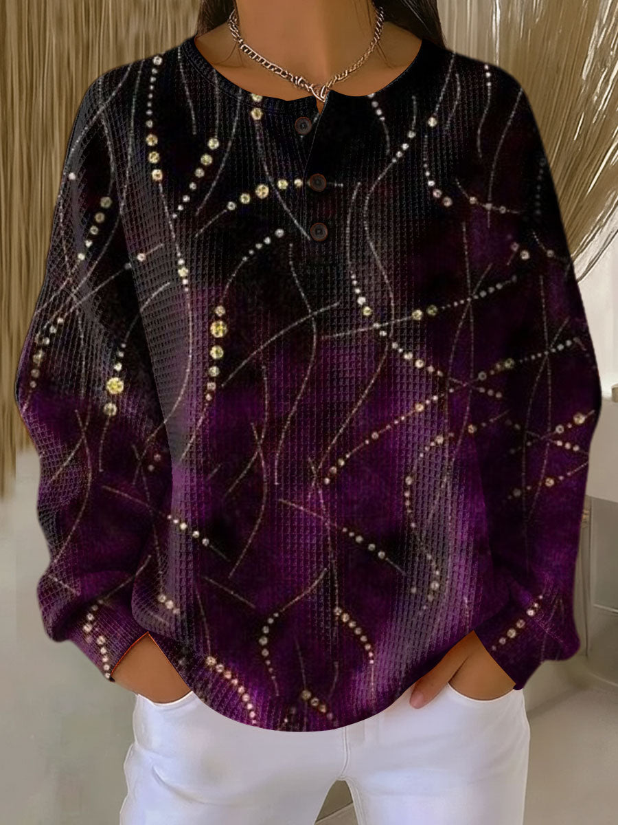 Women's Color Smudge Pattern Art Print Casual Cotton Sweatshirt