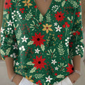 Vintage Christmas Art Print Buttoned Cardigan Sweater