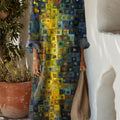 Women's Vintage Abstract Geometric Art Print Casual Dress