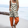 Women's Abstract Dot Pattern Art Print Casual 100% Cotton Wide Leg Jumpsuit