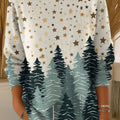 Women's Retro Style Christmas Tree Art Print Casual Pullover Sweater