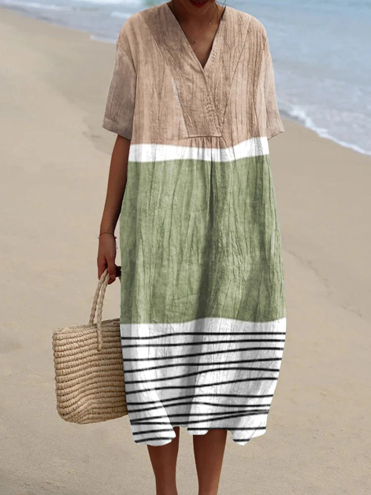 Women's Abstract Geometric Art Print Casual Flowy Dress