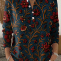 Vintage Flowers  Art Print Buttoned Cardigan Sweater