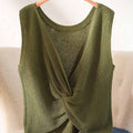 womens-v-neck-sleeveless-solid-color-casual-loose-knot-sweater