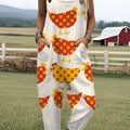 Women's  Funny Chicken Art Print Casual 100% Cotton Wide Leg Jumpsuit