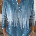 Women's Christmas Tree Art Print Buttoned Cardigan Sweater