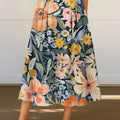 Women's Retro Flowers Floral Pattern Print High Waist Casual A-Line Skirt