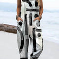 Women's Abstract Pattern Art Print Casual 100% Cotton Wide Leg Jumpsuit
