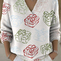 Women's Christmas Gifts Pattern Art Print Buttoned Cardigan Sweater