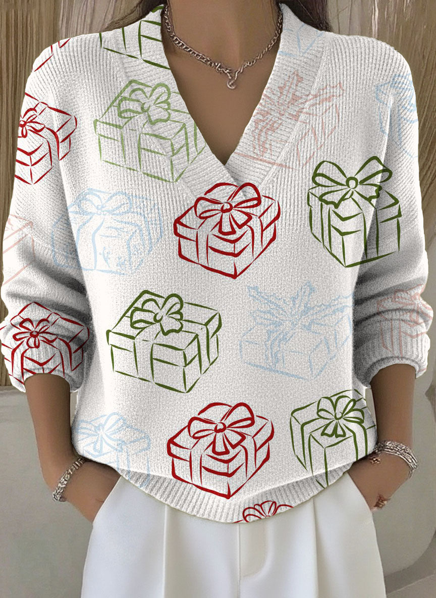 Women's Christmas Gifts Pattern Art Print Buttoned Cardigan Sweater
