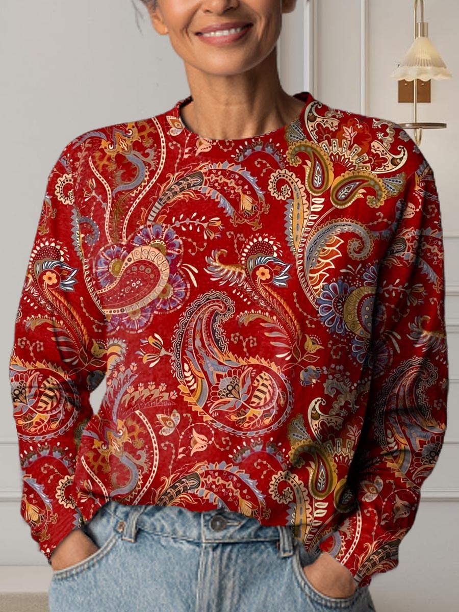 Women's Vintage Floral Bird Art Print Casual Cotton T-Shirt