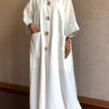 Loose Pocket Button Cotton and Linen Dress