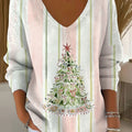 Women's  Vintage  Christmas Art Print Casual Pullover Sweater