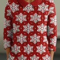 Women's Christmas Snowflake Print Casual Peter Pan Collar 3/4 Sleeve Sweater