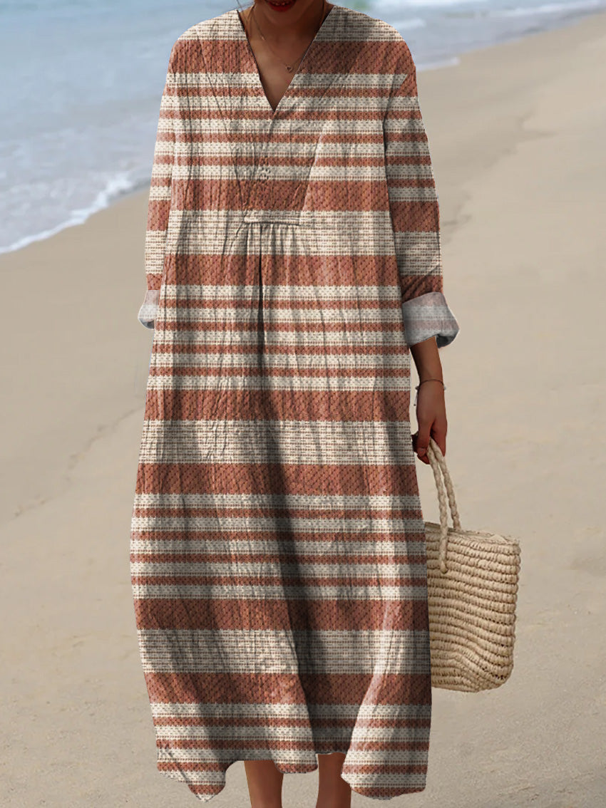 Minimalist Strip Pattern Printed Women's Dress