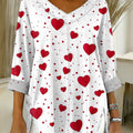 Women's Valentine's Day Heart Art Print Casual Washed Denim Cotton Top