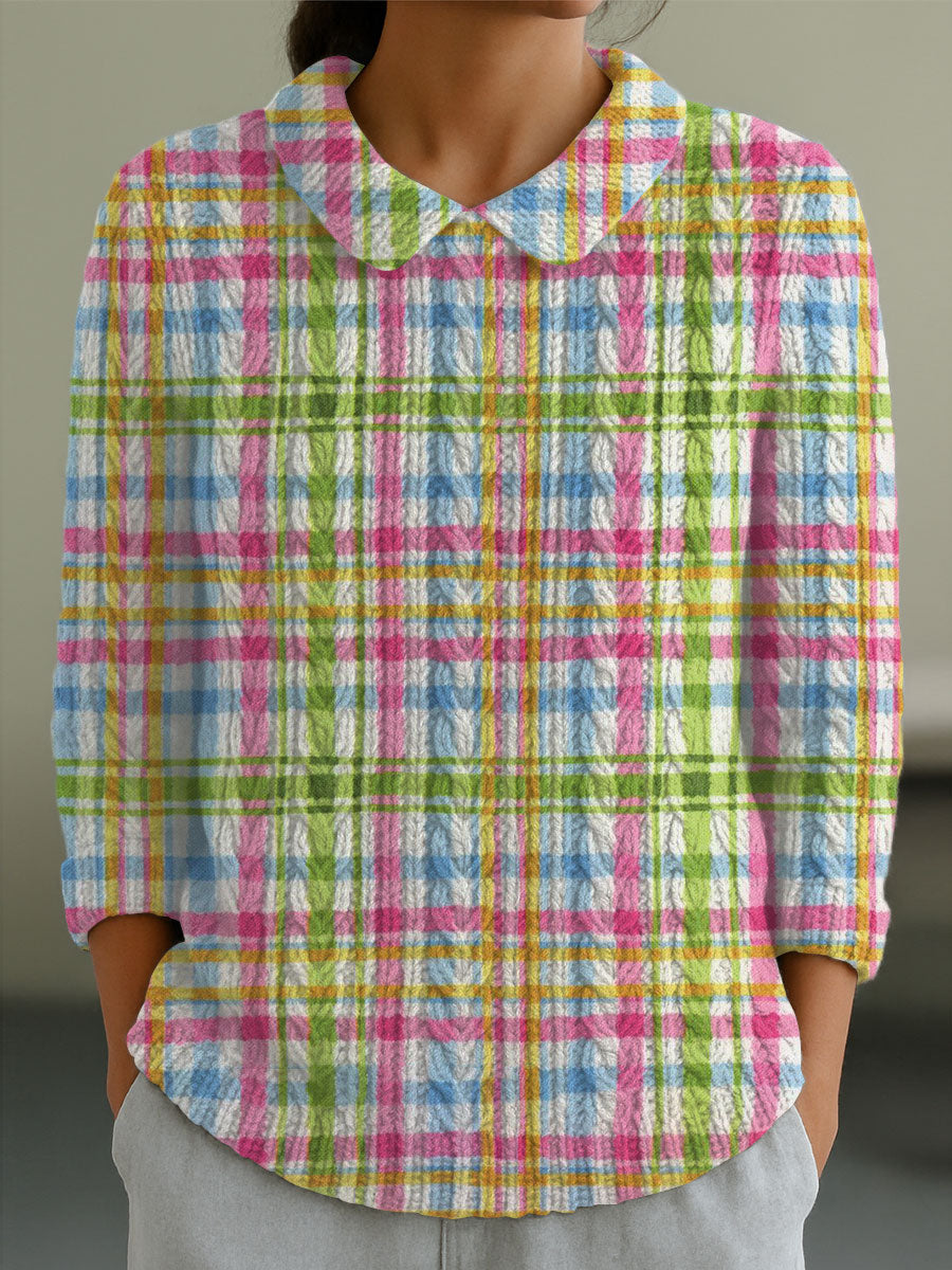 womens-vintage-abstract-geometric-art-print-casual-peter-pan-collar-3-4-sleeve-sweater-cqpx