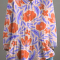 Lässiges Rüschenhemd im Vintage-Stil mit Blumenmuster aus Baumwolle und Leinen für Damen 