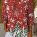 Vintage Christmas Tree Art Print Buttoned Cardigan Sweater