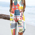 Women's Colourful Art Geometric Patterns Print Casual 100% Cotton Wide Leg Jumpsuit