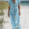 Robe en coton à poches et imprimé floral vintage pour femme 