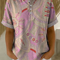 Women's Vintage Flower Pattern Printed Cotton Linen Top
