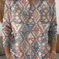 Vintage  Abstract Geometry  Art Print Buttoned Cardigan Sweater