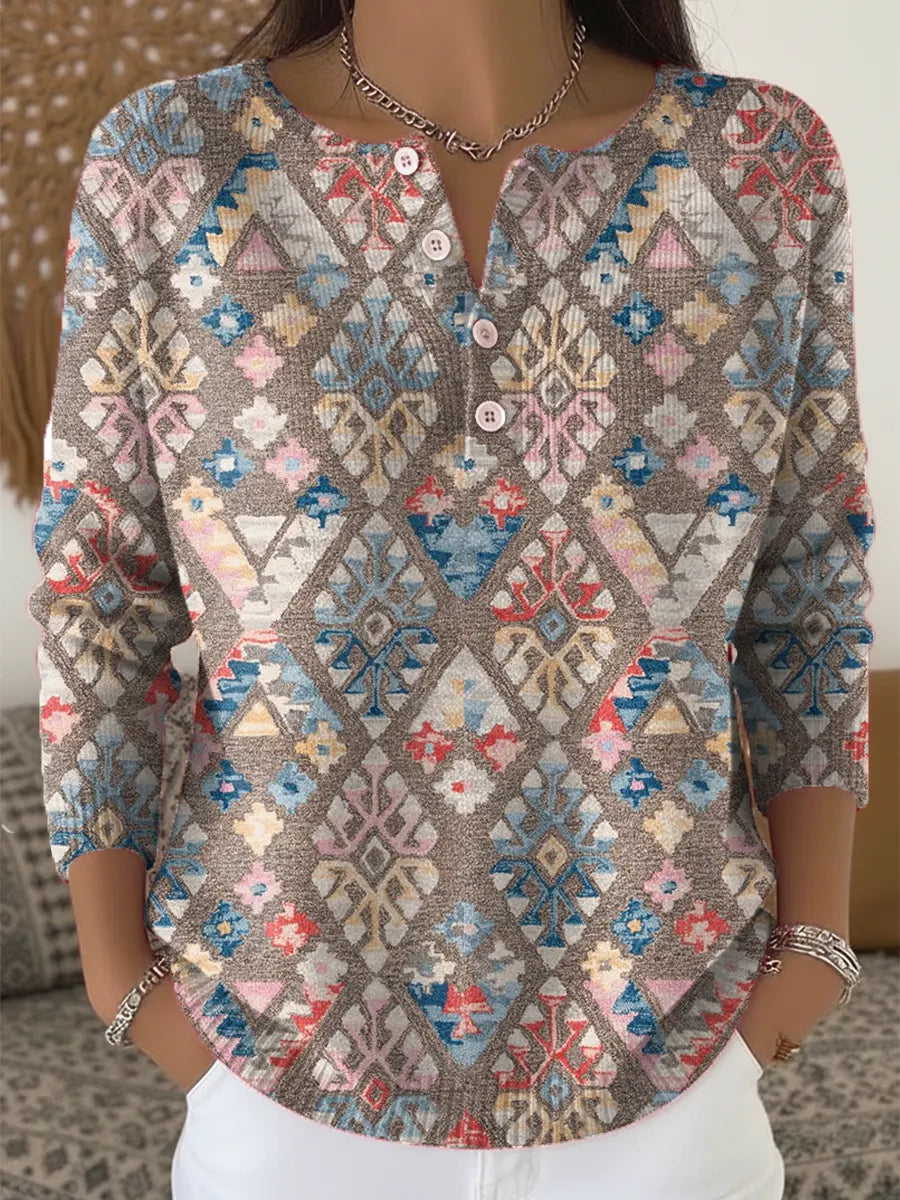 Vintage  Abstract Geometry  Art Print Buttoned Cardigan Sweater