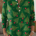 Vintage Christmas Tree Art Print Buttoned Cardigan Sweater