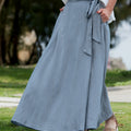 Women's 100% Linen Wrap Maxi Skirt