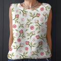 Women's Vintage Flower Art Print Casual  Sleeveless Knitting Top