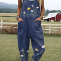 Women's  Floral  Art Print Casual 100% Cotton Wide Leg Jumpsuit