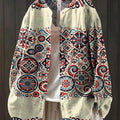 Women's Vintage Ethnic Pattern Art Print Casual Cotton And Linen Shirt