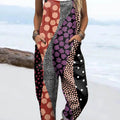 Women's Abstract Geometric Pattern Art Print Casual 100% Cotton Wide Leg Jumpsuit