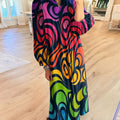 Women's Rainbow Colored Waves Art Print Dress