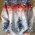 Women's Christmas Tree Pattern Art Print Casual Cotton Shirt