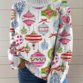 Vintage-Weihnachtsornamente-Kunstdruck-Strickpullover mit Rollkragen 