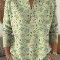 Women's Floral Pattern Art Print Buttoned Cardigan Sweater