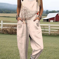 Women's Lovely Chicken Art Print Casual 100% Cotton Wide Leg Jumpsuit