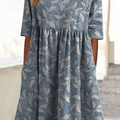 Spring Vines Pattern Printed Women's Pocket Cotton Dress