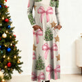 Women's Christmas Tree Pattern Art Print Long-sleeved Dress