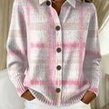 Women's Vintage Plaid Art Print Casual Sweater